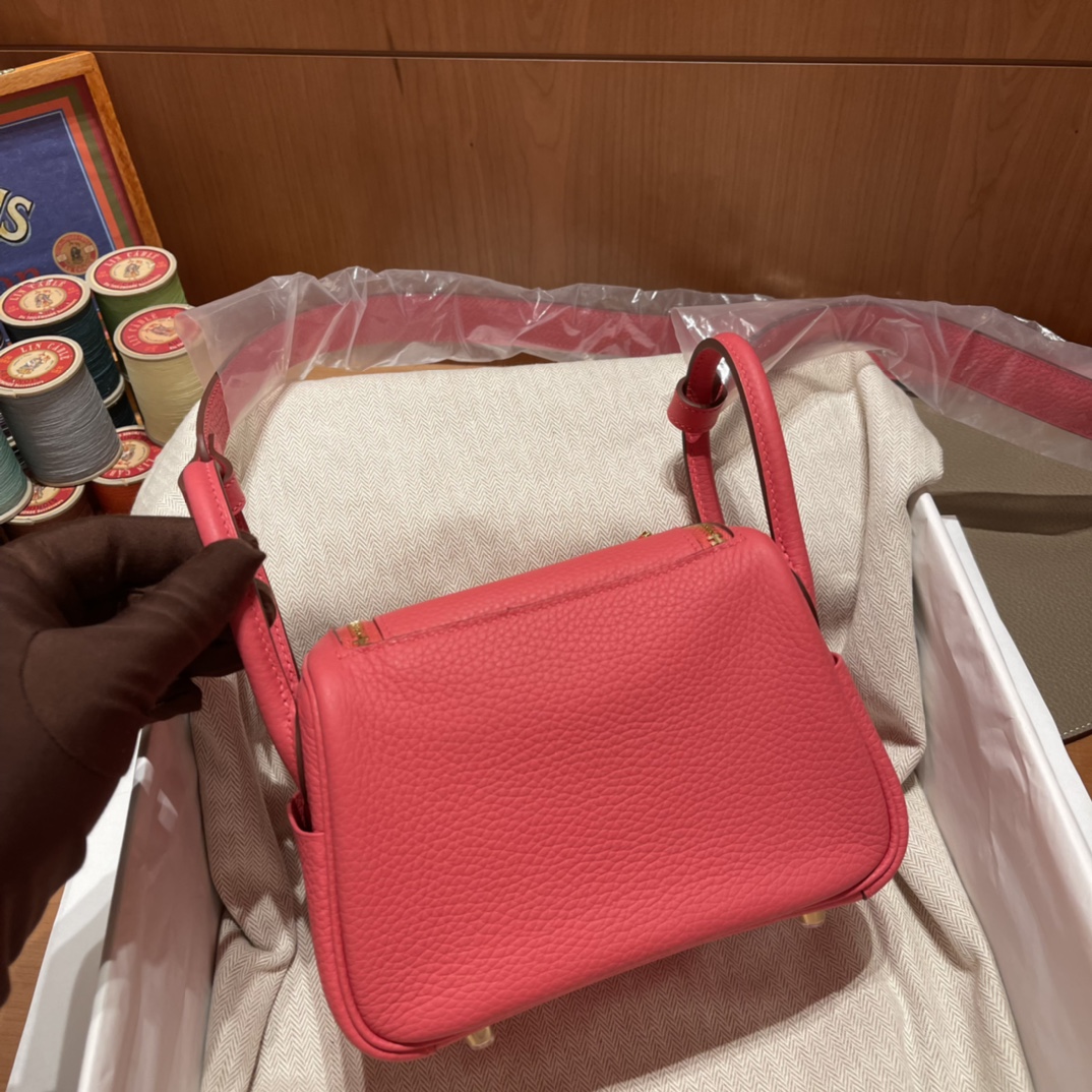 에르메스 미니 린디백 립스틱 금장 끌레망스 가죽